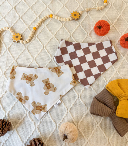 Teddies + Brown Checks Bandana