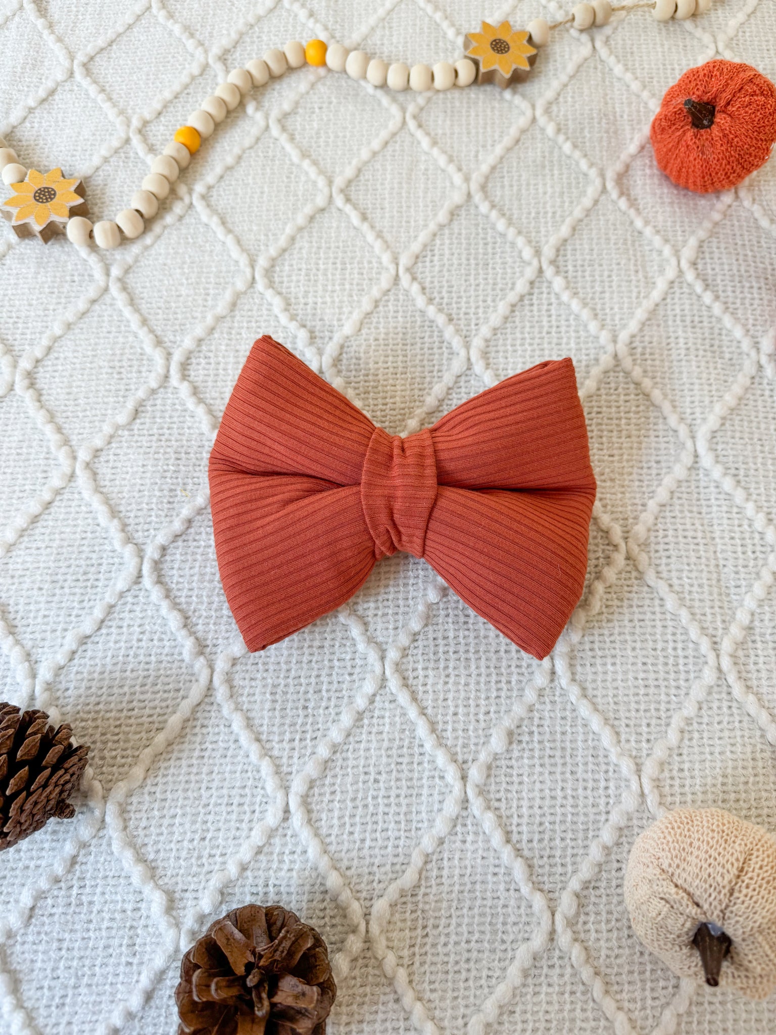 Orange Ribbed Bow