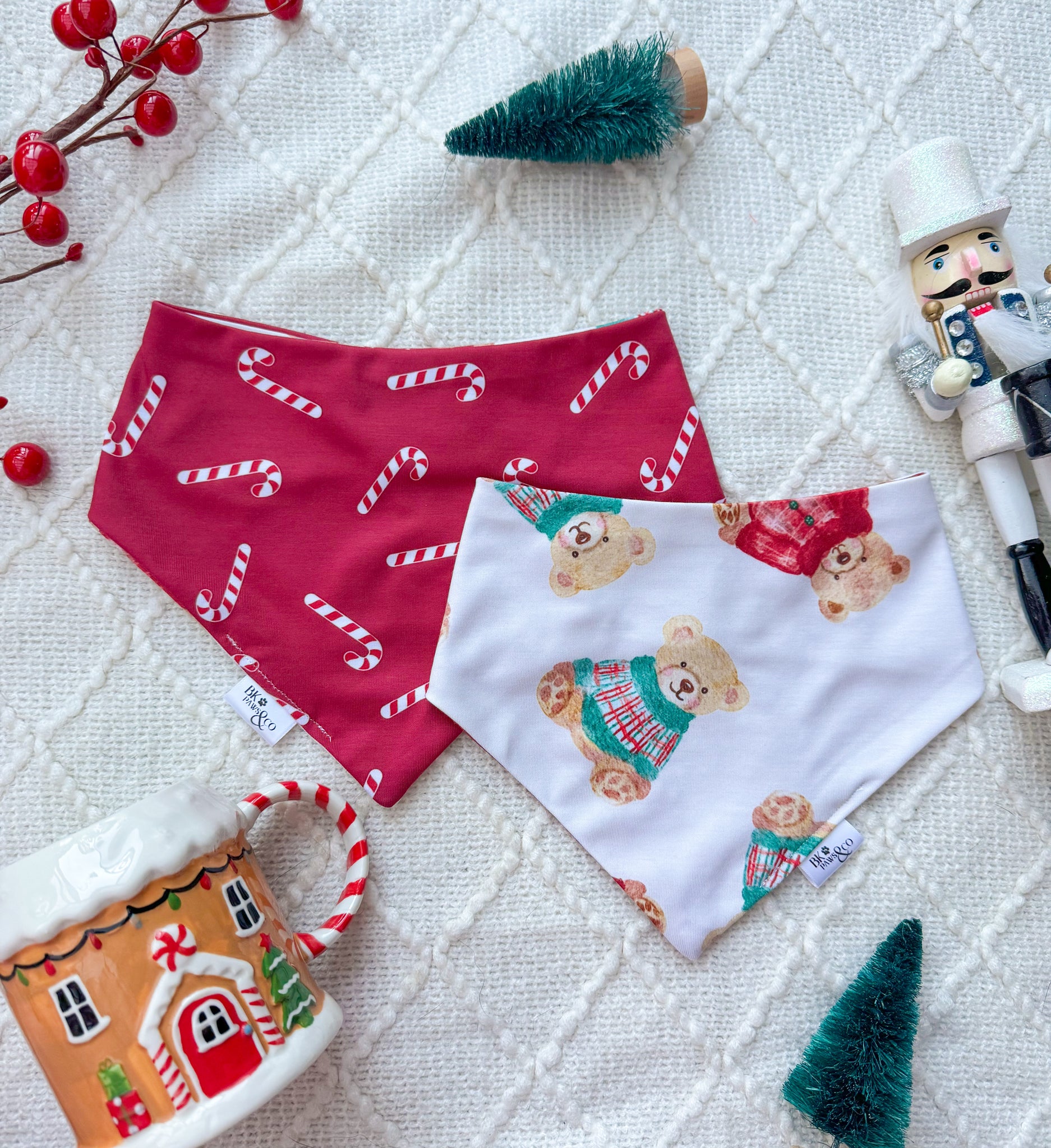 Christmas Bears and Candy Canes Bandana