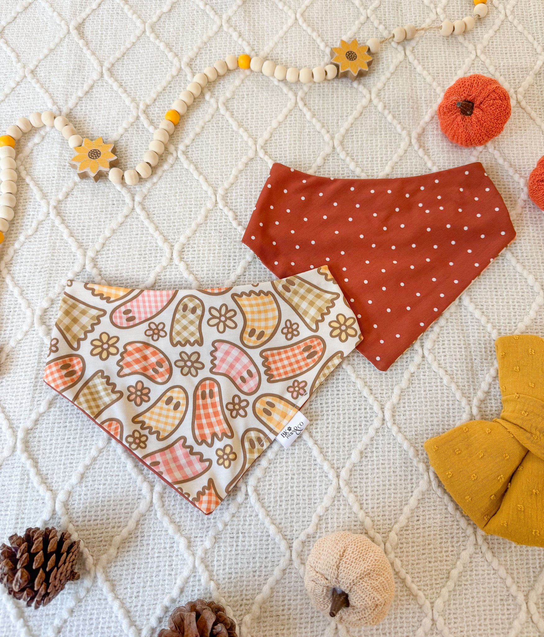Ghosties + Rust Polka Dots Bandana