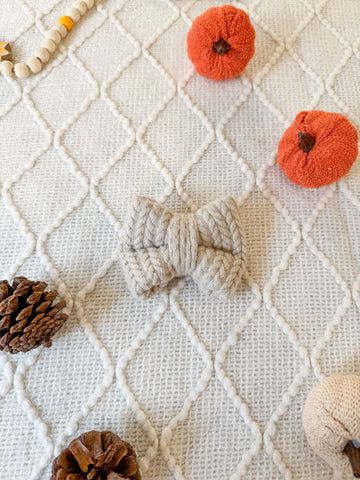 Cream Knit Bow